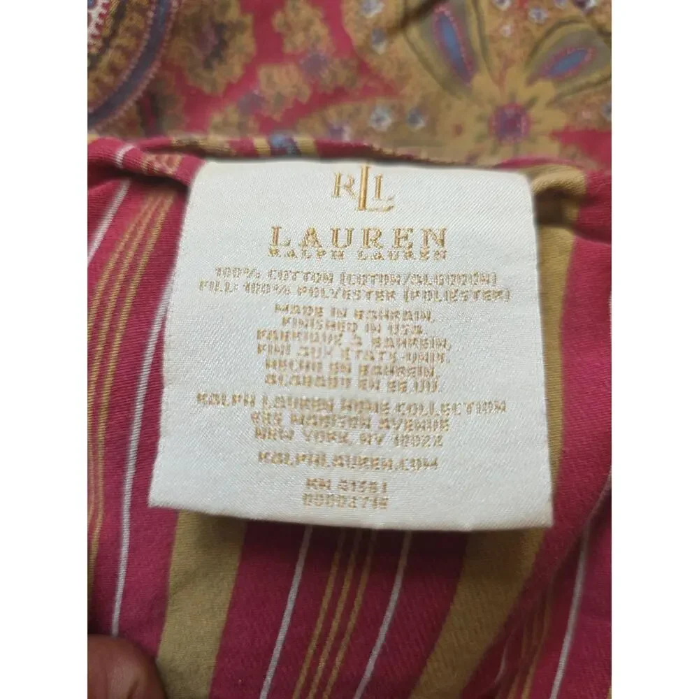 Ralph Lauren Edmonton Full Queen Comforter 2 Shams Paisley Cottagecore Red Gold
